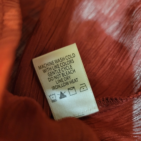 Women's Max Studio Burnt Orange Long Sleeve Flowy Blouse, Size Large - Picture 16 of 16